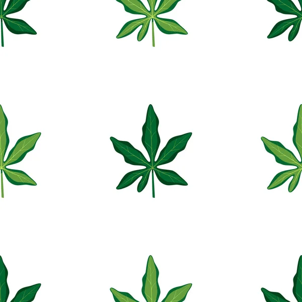 Summer Seamless Pattern Grid Tropical Green Leaves Vector Illustration Summer — Stockvektor