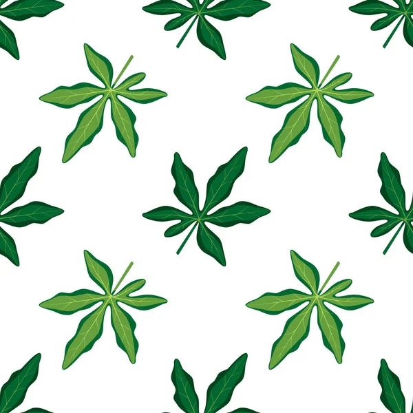 Summer Seamless Pattern Tropical Passiflora Leaves Vector Illustration White Background — Stock Vector