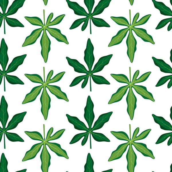 Summer Seamless Pattern Green Leaves Tropical Passiflora Leaves Vector Illustration — Stock Vector