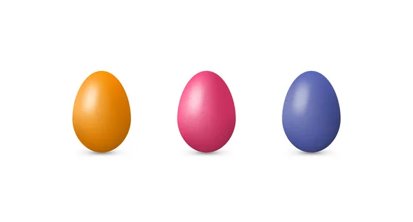 Τρία Πασχαλινά Αυγά Υφή Λευκό Φόντο Διάνυσμα Απομονωμένη Εικόνα Σύνολο Εικονογράφηση Αρχείου