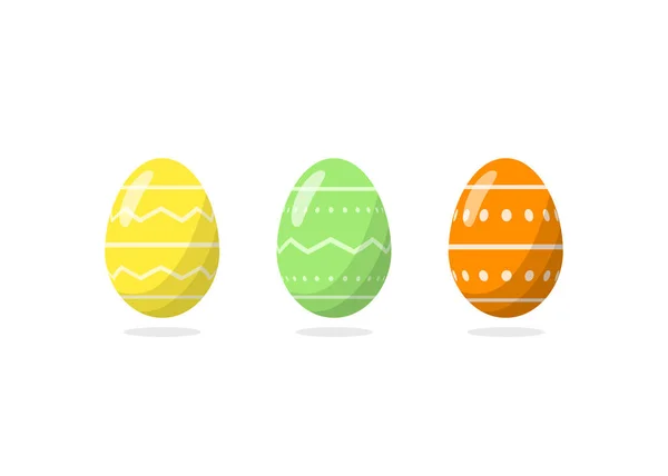 Tres huevos de Pascua con patrón. Ilustración aislada vectorial . — Archivo Imágenes Vectoriales