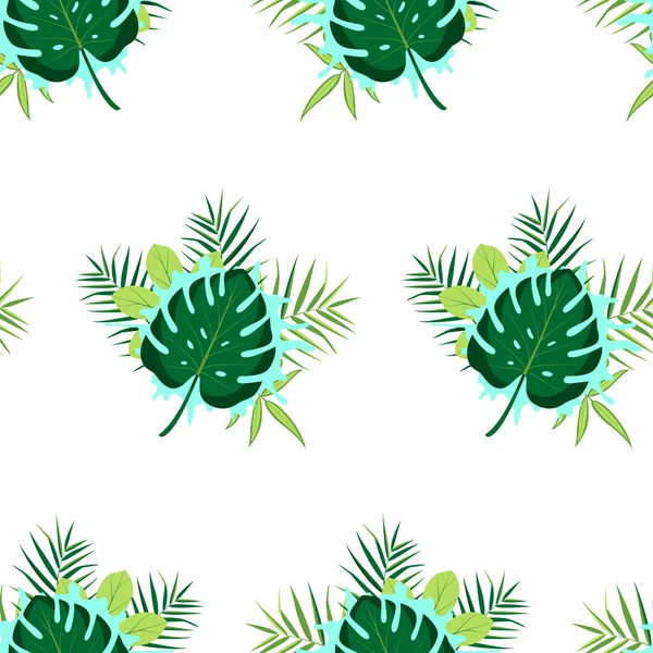 Padrão sem costura tropical com folhas. Ilustração vetorial . — Vetor de Stock