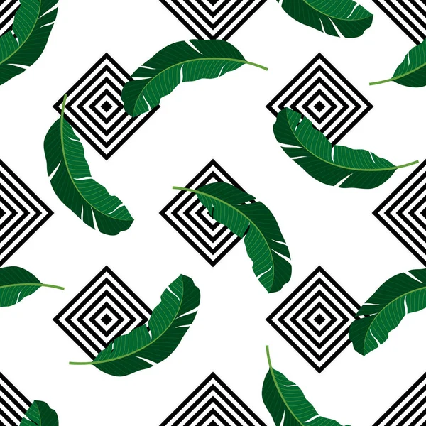 Motif Tropical Sans Couture Avec Des Feuilles Palmier Vert Illustration — Image vectorielle