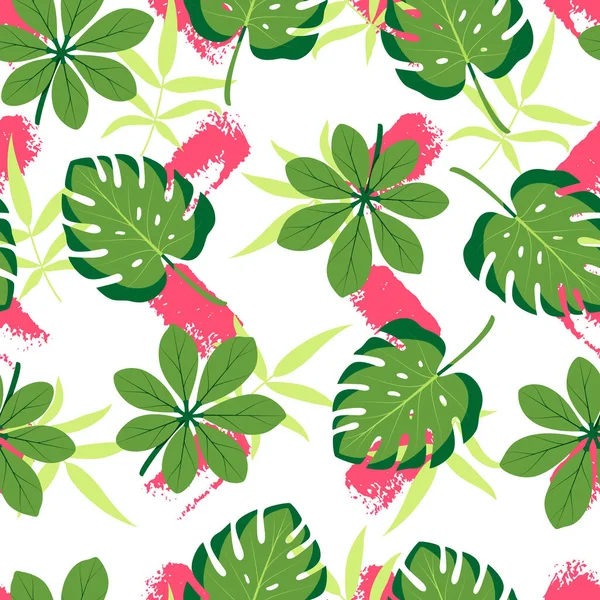 Tropical seamless pattern with leaves. Vector illustration. — Stock Vector