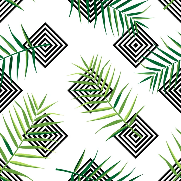 Patrón tropical sin costuras con hojas. Ilustración vectorial . — Vector de stock