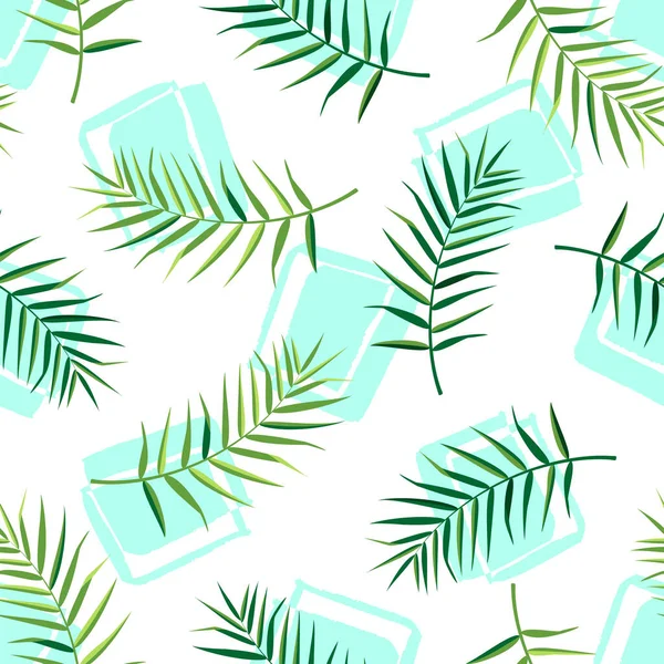 Padrão Sem Costura Tropical Com Folhas Palma Ilustração Vetorial Verão —  Vetores de Stock