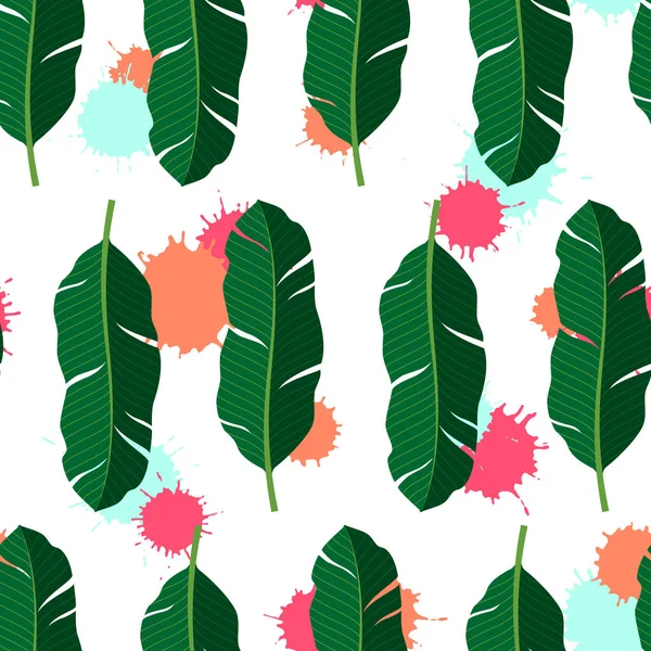 Patrón Tropical Sin Costuras Con Hojas Palma Ilustración Vectorial Aislada — Vector de stock