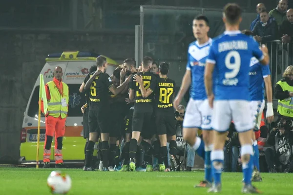 Mistrzostwa Włoch w piłce nożnej Serie A Mężczyźni Brescia Fc vs Inter Fc — Zdjęcie stockowe