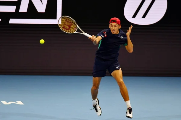 Internacionais de Tênis Próxima Geração ATP Finais - Rodada de Torneio - Alex De Minaur vs A. Davidovich Fokina — Fotografia de Stock