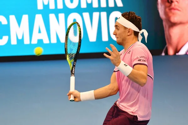 Διεθνείς τένις Next Gen Atp Finals - Τουρνουά Γύρος - Casper Ruud vs Miomir Kecmanović — Φωτογραφία Αρχείου