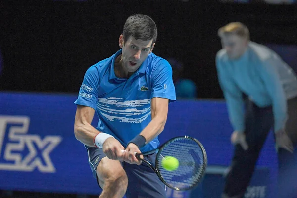 Tennis-Länderspiel Nitto atp Finale - novak đjokovic vs dominic thiem - (novak đokovic) — Stockfoto