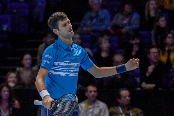 国际网球决赛- - Novak Đjokovic诉Dominic Thiem案（Novak Đokovic）) — 图库照片