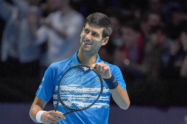 Tenis Międzynarodowe Nitto Atp Finały - Novak Đjokovic vs Dominic Thiem - (Novak Đokovic) — Zdjęcie stockowe