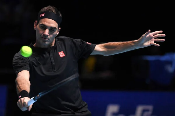 Tenis Uluslararası Nitto Atp Finali Tekler Roger Federer Matteo Berrettin 'e karşı — Stok fotoğraf