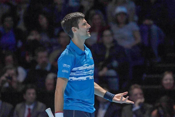 Tennis-Länderspiel Nitto atp Finale - novak đjokovic vs dominic thiem - (novak đokovic) — Stockfoto