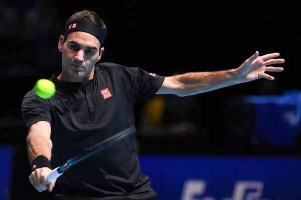 Tenis Uluslararası Nitto Atp Finali Tekler Roger Federer Matteo Berrettin 'e karşı — Stok fotoğraf