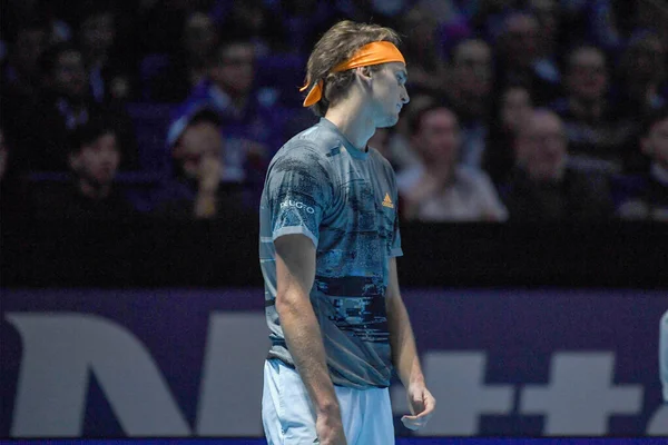 Tenis Uluslarası Nitto Atp Final Stefanos Tsitsipas Alexander Zverev 'e karşı — Stok fotoğraf