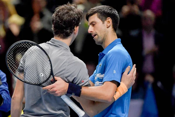 Tennis Internationals Nitto ATP Final Novak presidentokovic Vs Dominic Thiem - (Dominic Thiem  ) — стоковое фото