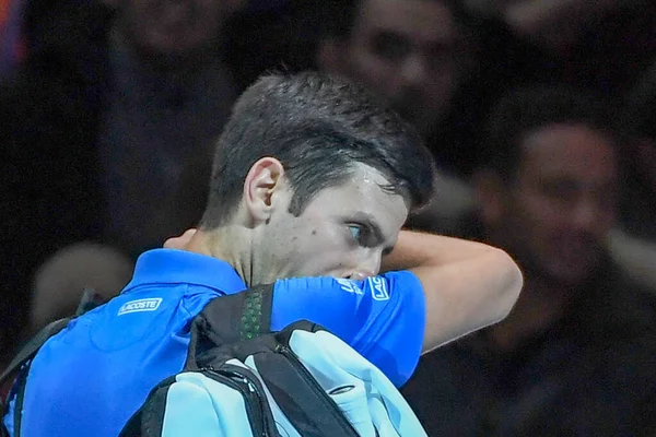 테니스 국제 선수 Nitto ATP 결승전 - Novak đjokovic vs Dominic thiem - (Novak đokovic) — 스톡 사진