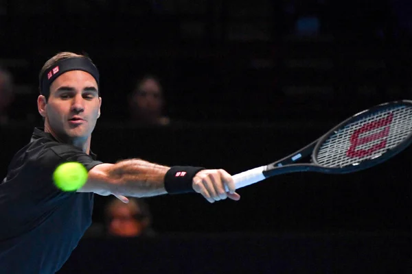 テニス・インターナショナル｜Nitto日東電工株式会社Atp Finals - Singles - Roger Federer Vs Matteo Berrettin — ストック写真