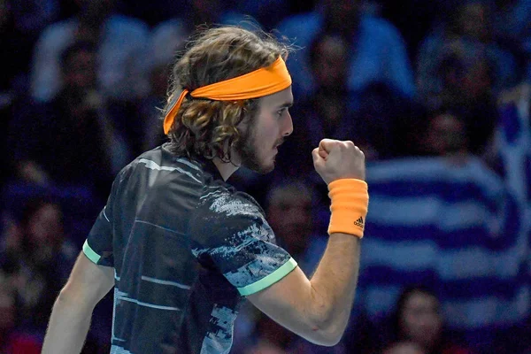 테니스 국제 선수 Nitto ATP 결승전 도미닉 셈 과 stefanos tsitsipas 결승전 비토리아 — 스톡 사진