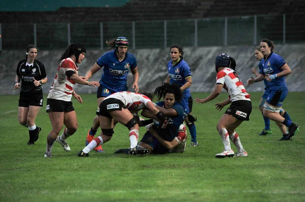 Włoski Rugby Narodowy Test meczu - Włochy Kobiety kontra Japonia — Zdjęcie stockowe