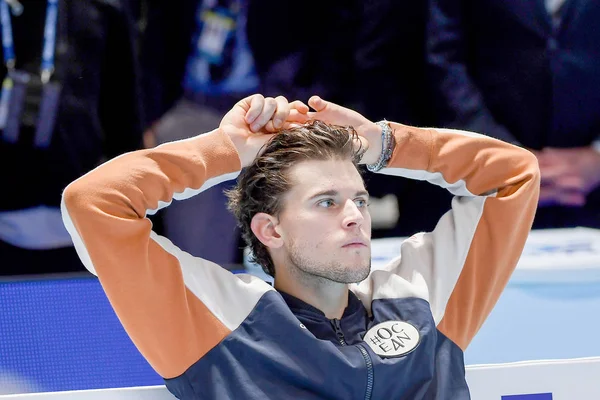 Τένις Διεθνείς Nitto Atp Τελικός Dominic Thiem και Στέφανος Τσιτσιπάς η τελική Vittoria — Φωτογραφία Αρχείου