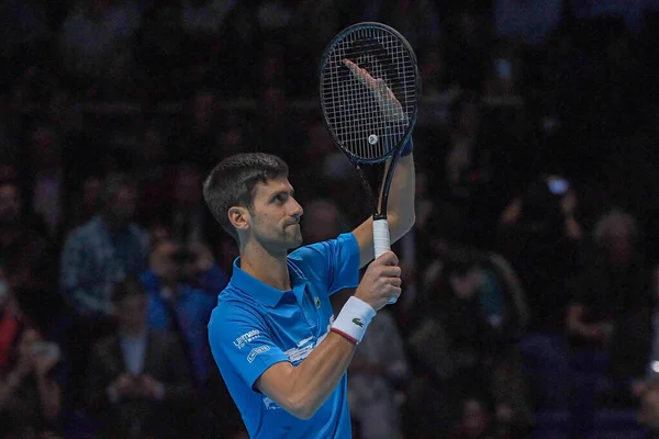 Tennis-Nationalspielerin Nitto gewinnt Finale Novak Djokovic gegen Roger Federer — Stockfoto