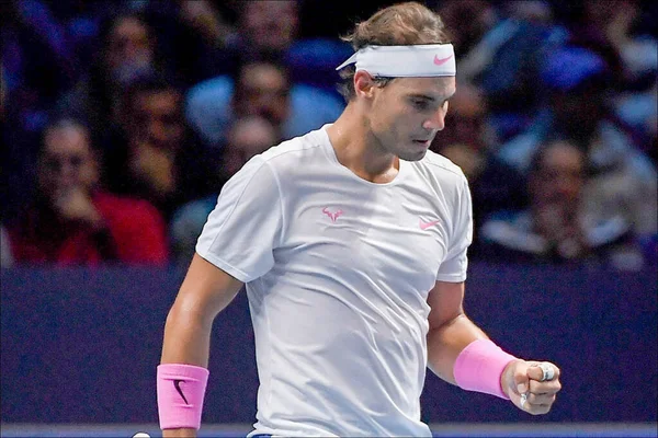 ( 영어 ) 테니스 국제 선수 연맹 ( 영어 ) Nitto ATP final Rafael Nadal vs stefanos tsitsipas — 스톡 사진