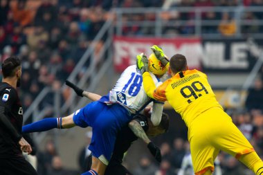 İtalyan Futbolu Serie A Men Şampiyonası Ac Milan Sampdoria 'ya karşı