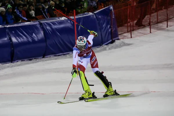 Esquí FIS Copa del Mundo AUDI - 3Tre - Noche Slalom Hombres —  Fotos de Stock