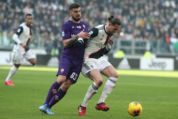 Italian Serie fotbalový zápas Juventus Fc vs Acf Fiorentina — Stock fotografie