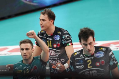 Voleybol İtalyan Serie A Erkekler Süper Ligi Şampiyonluğu Sör Conad Perugia, Kioene Padova 'ya karşı.