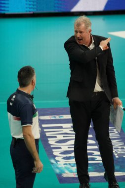 Voleybol İtalyan Serie A Erkekler Süper Ligi Şampiyonluğu Sör Conad Perugia, Kioene Padova 'ya karşı.