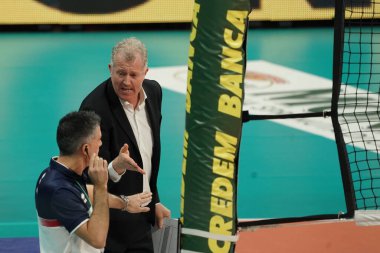 Voleybol İtalyan Serie A Erkekler Süper Ligi Şampiyonluğu Sör Conad Perugia, Kioene Padova 'ya karşı.