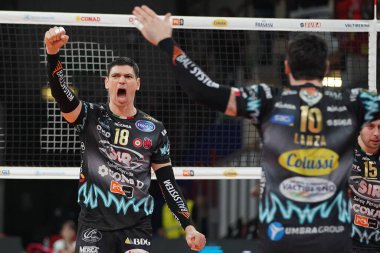 Voleybol İtalyan Serie A Erkekler Süper Ligi Şampiyonluğu Sör Conad Perugia, Kioene Padova 'ya karşı.