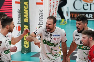 Voleybol İtalyan Serie A Erkekler Süper Ligi Şampiyonluğu Sör Conad Perugia, Kioene Padova 'ya karşı.