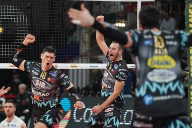 Voleybol İtalyan Serie A Erkekler Süper Ligi Şampiyonluğu Sör Conad Perugia, Kioene Padova 'ya karşı.
