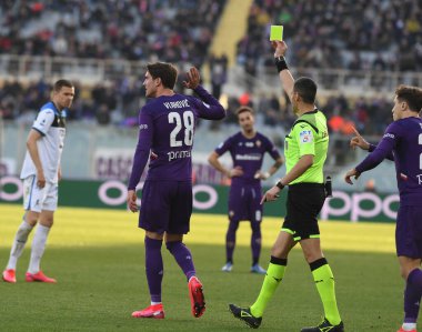 İtalyan Serisi A futbol maçı Acf Fiorentina Atalanta Fc 'e karşı
