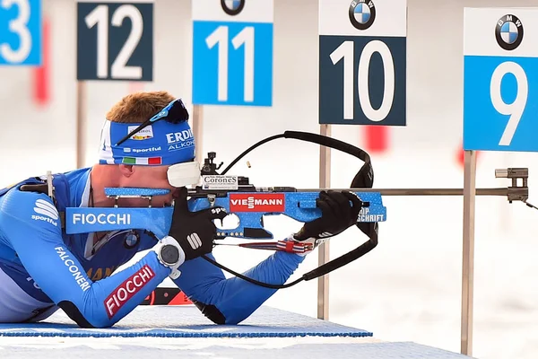 Lukas Hofer Ita Acción Durante Campeonato Mundial Ibu Biatlón 2020 — Foto de Stock