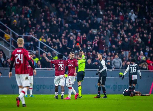 Theo Hernandez Milan Red Card Milan Juventus Italian Tim Cup — Stock Photo, Image