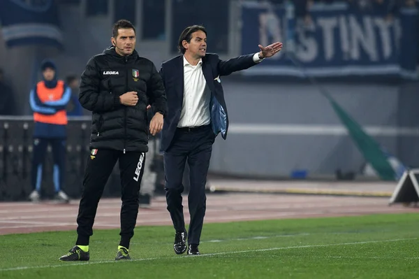 Simone Inzaghi Coach Lazio Lazio Internazionale Italian Serie Soccer Match — стокове фото