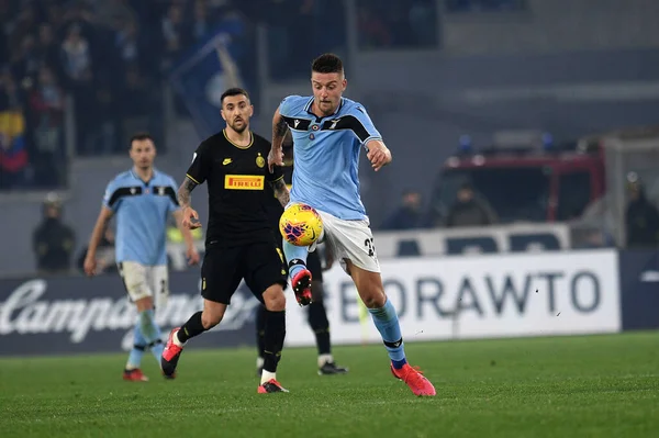 Sergej Milinkovic Savic Lazio Matias Vecino Inter Lazio Internazionale Partita — Foto Stock