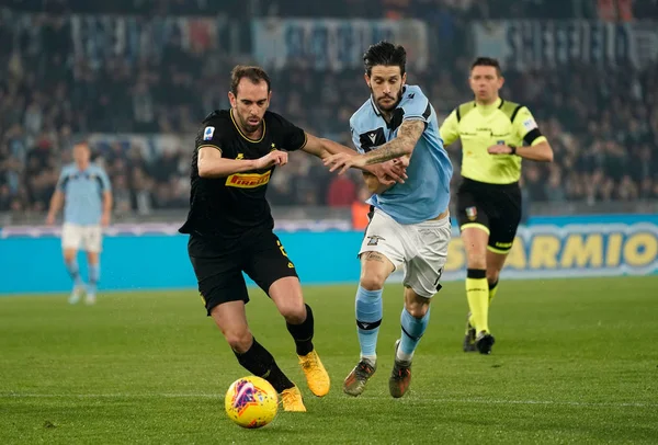 Diego Godin Luis Alberto Lazio Internazionale Italian Serie Soccer Match — Stock Photo, Image