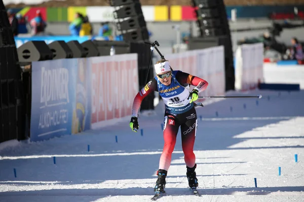 Marte Olsbu Roeiseland Nor Terza Finish Line Ibu World Cup — Stockfoto