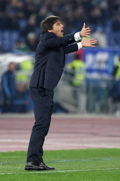Antonio Conte Coach Inter Lazio Internazionale Italian Serie Soccer Match — Stock fotografie