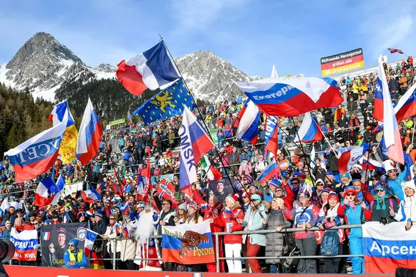 Fans Ibu World Championship Biathlon 2020 Men Sprint Biathlon Anterselva — Stockfoto