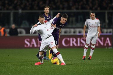 Ante Rebic (Milan) ve Nikola Milenkoviç (Fiorentina vs Milan, İtalya Serie A futbol maçı, 22 Şubat 2020 - Lps / Matteo Papini