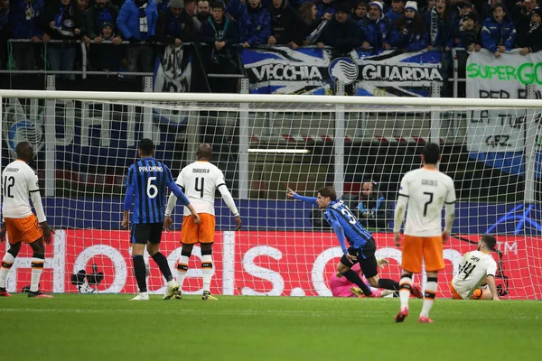 Goal Hans Hateboer Atalanta Atalanta Valencia Soccer Champions League Men — стокове фото