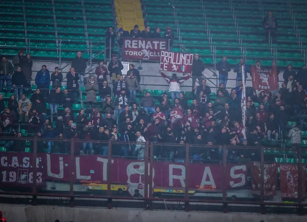 Tifosi Del Torino Durante Partita Serie 2019 Tra Milan Torino — Foto Stock